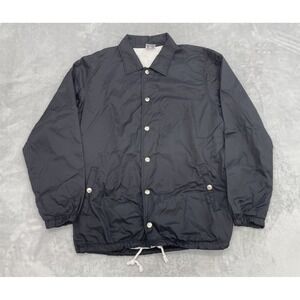 UNDEFEATED Coach Jacket Men's Black Snap Button Nylon Windbreaker